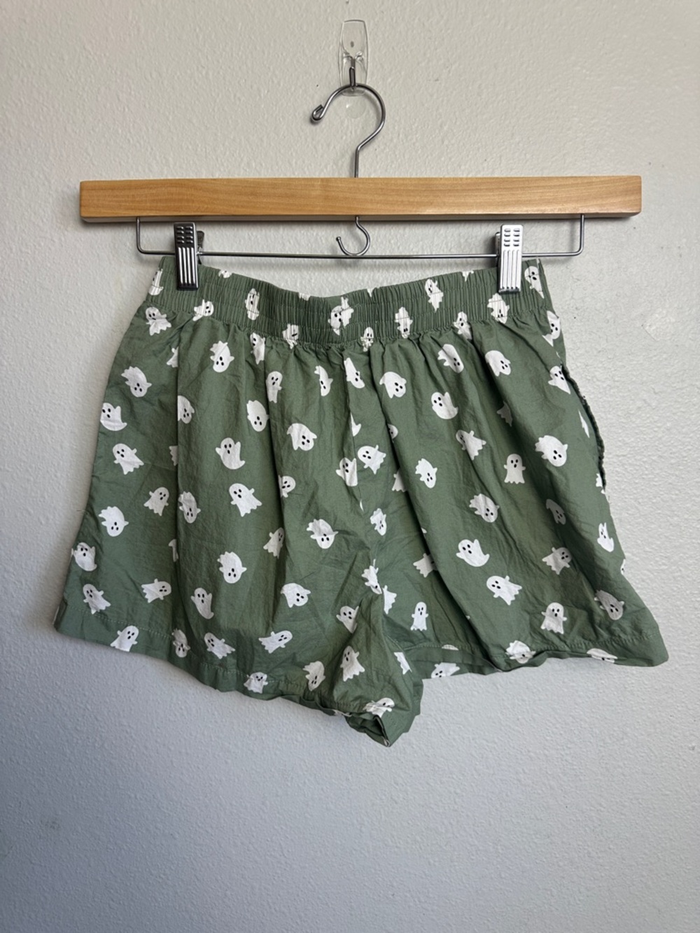Better together Olive Green Ghost Print Lounge pj shorts - Picture 3 of 3